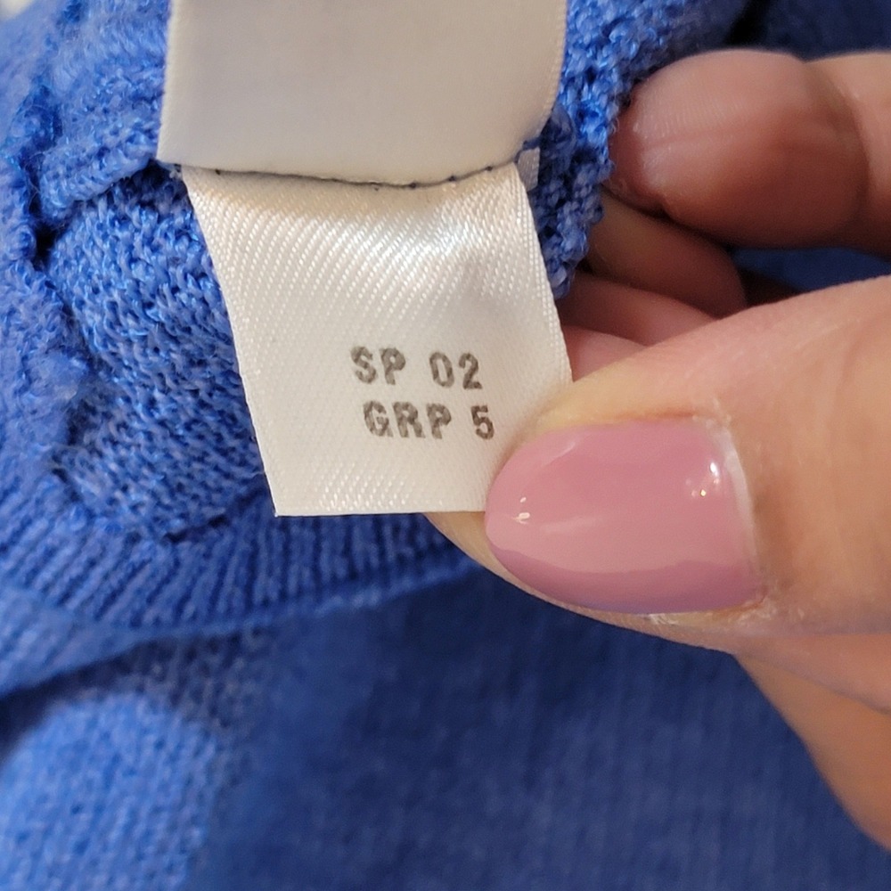 Y2K St. John Collection Santana Knit Blue Blazer Button Front Gold Academia Sz 8 - Picture 16 of 16